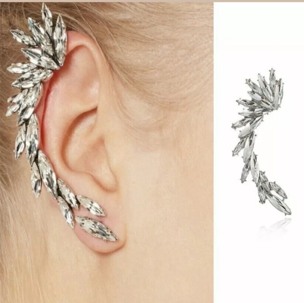 New 1pc Crystal Wing Drop Right Cuff Ear Earring.